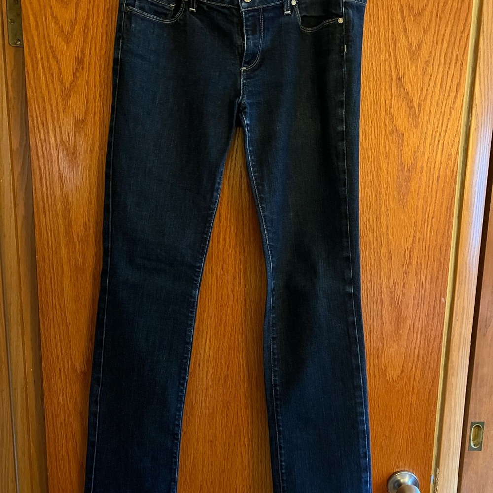 PAIGE Blue Heights Dark Blue Straight Leg Jeans